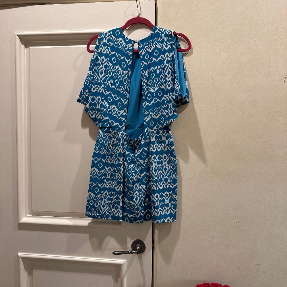 turquoise sexy short sleeve summery mini dress.  silk, Size 2/XS